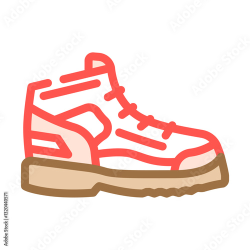 backpacking boots footwear tourism color icon vector illustration