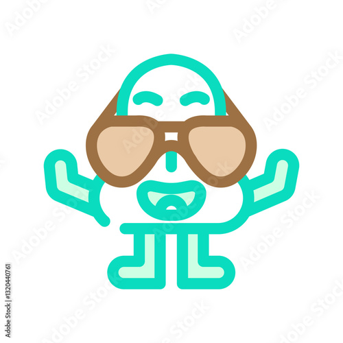 glasses cute monster color icon vector illustration
