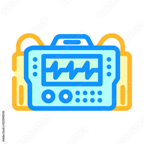 defibrillator cardiology color icon vector illustration