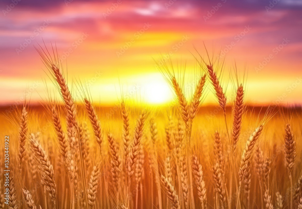 Golden Wheat Field at Sunset with Dramatic Clouds and Warm Colors Reflecting Nature's Beauty in a Peaceful Landscape Scene Golden Wheat Field at Sunset with Dramatic Clouds and Warm Colors Reflecting Nature's Beauty in a Peaceful Landscape Scene