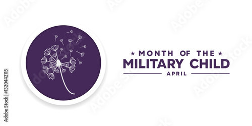 April Is Month Of The Military Child. Dandelion. Great for cards, banners, posters, social media and more. White background.