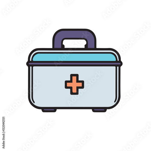 Cartoon illustration of a simple first aid kit