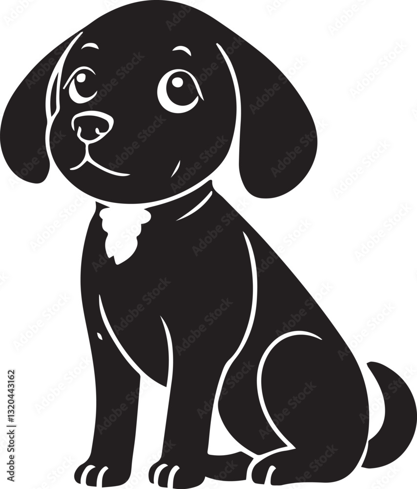 Fototapeta premium Cute Black Silhouette of a Sitting Puppy