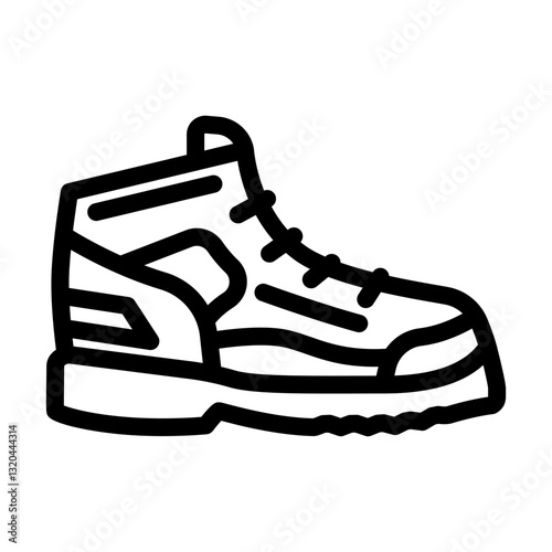 backpacking boots footwear tourism line icon vector illustration