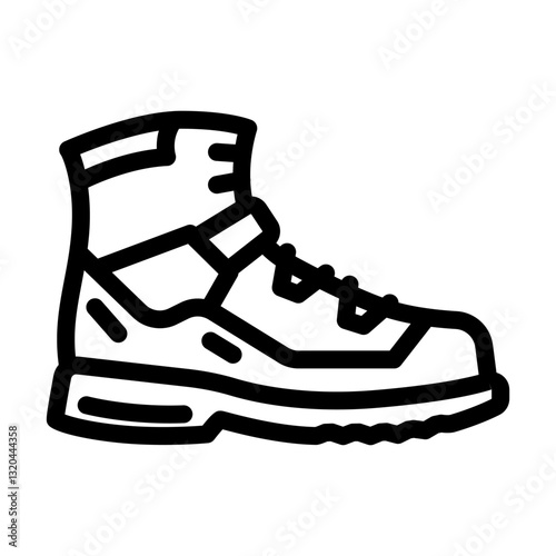 mountaineering boots footwear tourism line icon vector illustration