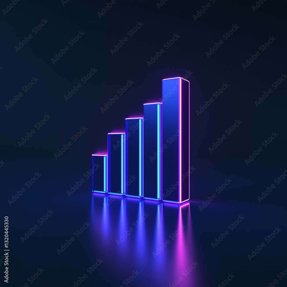 A series of blue and purple bars are lit up, creating a futuristic