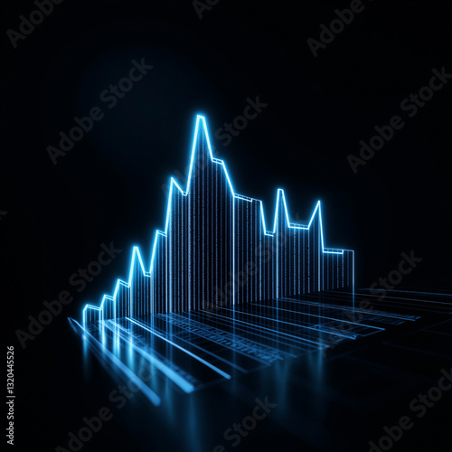 Obraz na płótnie A blue line graph of a city skyline w salonie