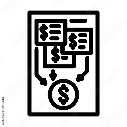 income sources budget planning line icon vector illustration