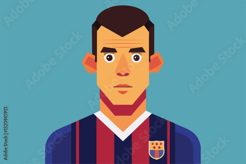 A customizable semi-flat illustration of a soccer player in a vibrant uniform with an expressive face, Soccer Customizable Semi Flat Illustration