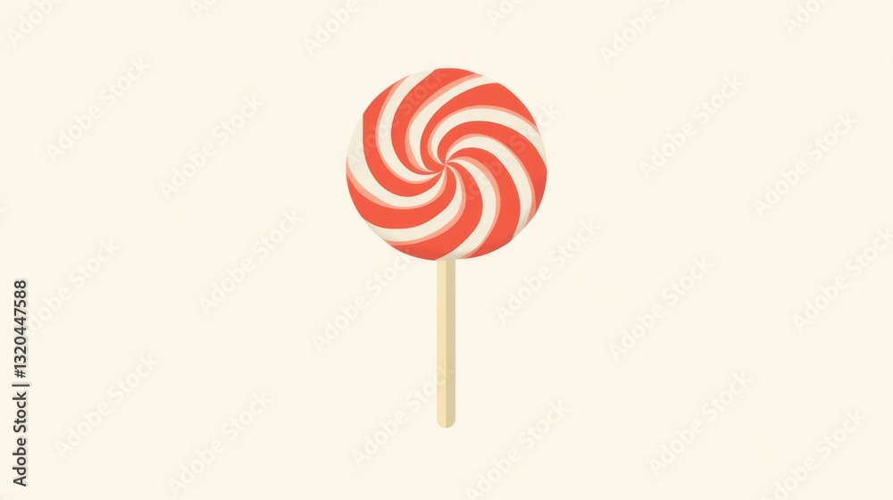 Red and white swirl lollipop on light background for candy and confectionery theme Red and white swirl lollipop on light background for candy and confectionery theme