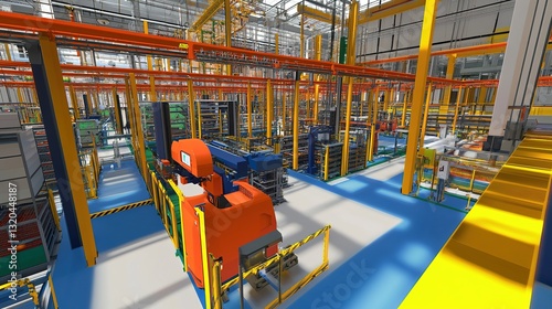 Wallpaper Mural A high-tech robotic assembly line with collaborative AI-powered robots Torontodigital.ca