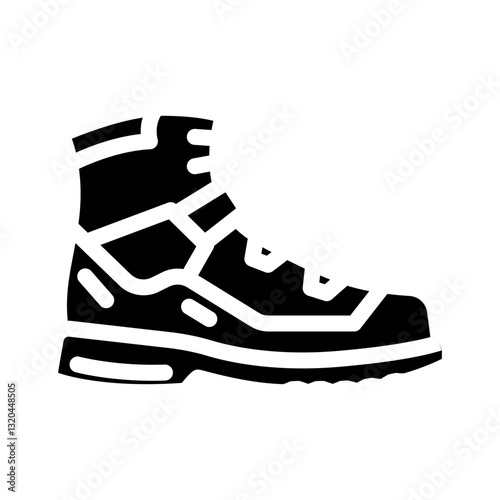 mountaineering boots footwear tourism glyph icon vector illustration