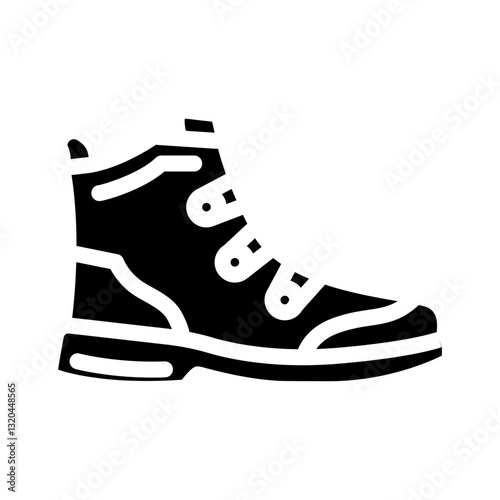hiking boots footwear tourism glyph icon vector illustration