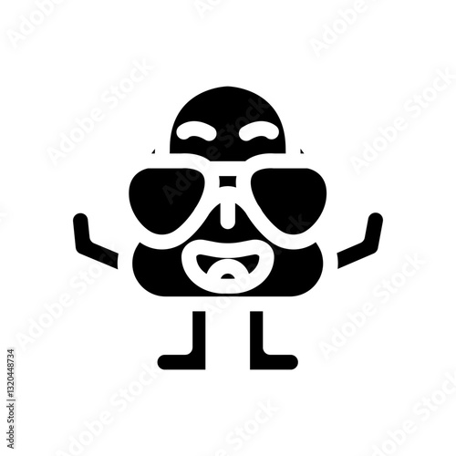 glasses cute monster glyph icon vector illustration