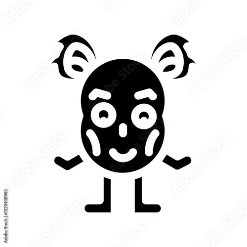 furry ears cute monster glyph icon vector illustration