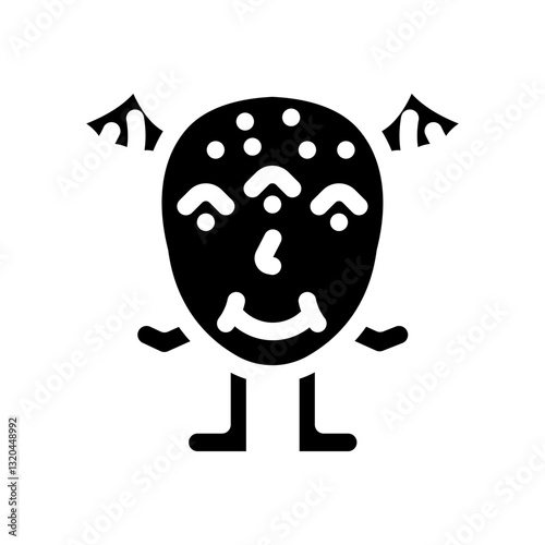 multiple eyes cute monster glyph icon vector illustration