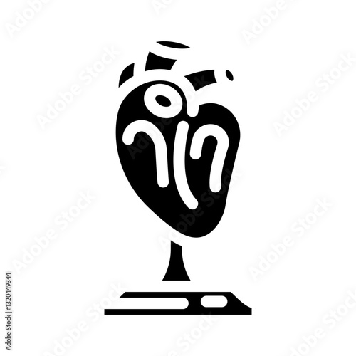 heart model cardiology glyph icon vector illustration