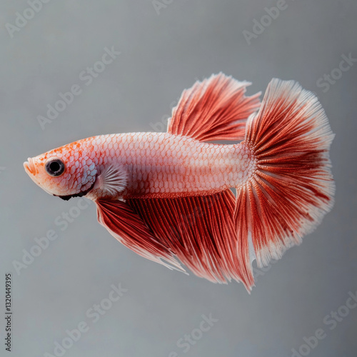 Detailed digital artwork of a siamese betta fish undergoing ich treatment in a minimalist style highlighting its features