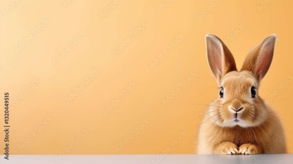 Obraz premium cute animal pet rabbit or bunny brown color smiling and laughing isolated with copy space for easter background, rabbit, animal, pet, cute, fur, ear, mammal, background, celebration, generate by AI.