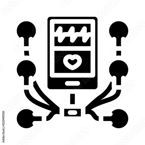holter monitor cardiology glyph icon vector illustration