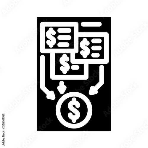 income sources budget planning glyph icon vector illustration