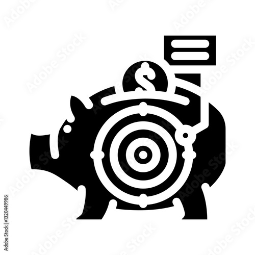 savings goals budget planning glyph icon vector illustration