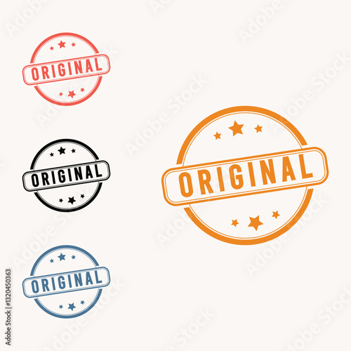 Original Seal of Quality: Set of vibrant round stamps boldly declaring "Original," perfect for conveying authenticity, quality, and genuine products