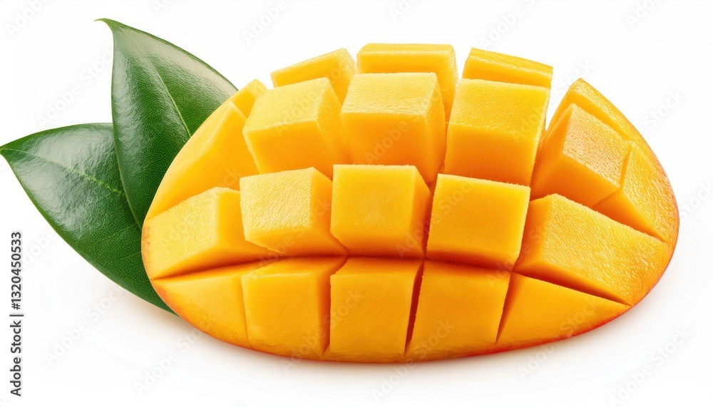 Fresh Organic Mango with Leaf: Isolated on White Background with Clipping Path Fresh Organic Mango with Leaf: Isolated on White Background with Clipping Path