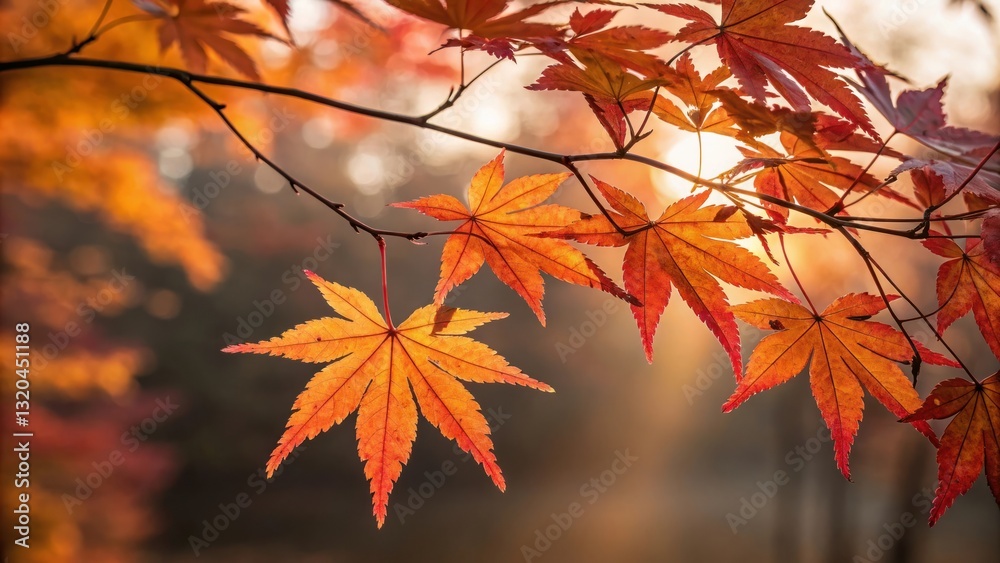 Vibrant autumn maple leaves, Close-up nature photography, Warm orange and red hues Vibrant autumn maple leaves, Close-up nature photography, Warm orange and red hues