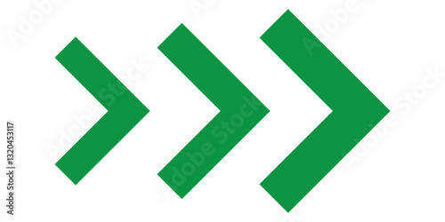 Green chevron Arrow moving dynamic symbols. Road lines arrow zigzag chevron speeds flat style. EPS 10.