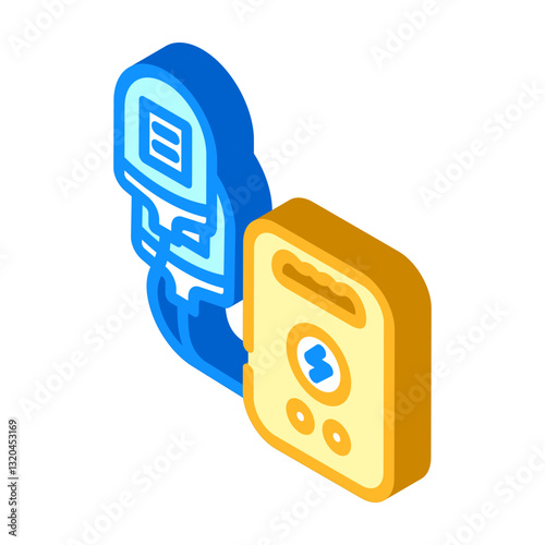 aed automated external defibrillator isometric icon vector illustration