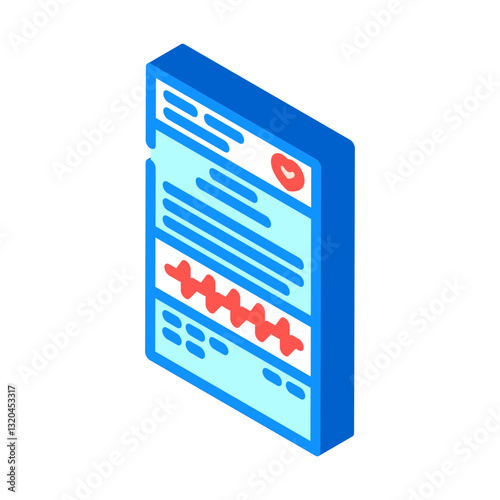 cardiology report isometric icon vector illustration