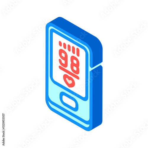 pulse oximeter cardiology isometric icon vector illustration