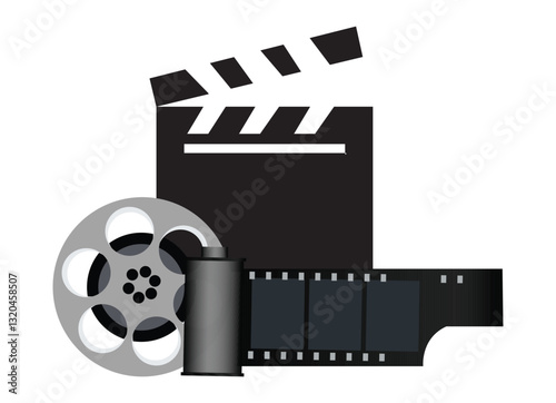 Movie, filmmaking glyph icons set. Clapboard, tape, camera, frame isolated vector silhouette illustrations. Multimedia, audio, video concept. Entertainment business, cinema. Amusement industry