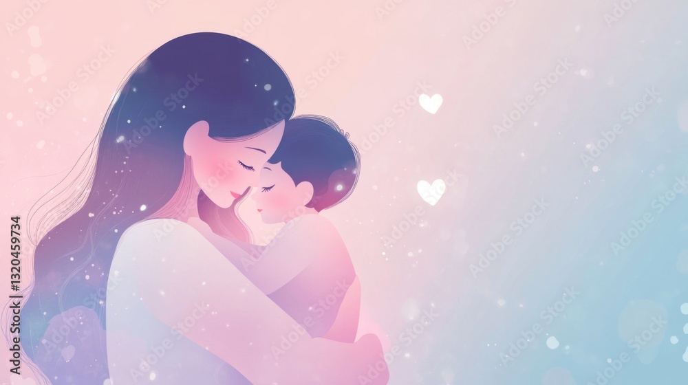 Mother and child embrace in tender moment of love and care Mother and child embrace in tender moment of love and care