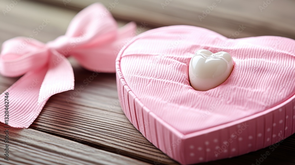 Pink heart-shaped gift box with ribbon and heart ornament on wooden table. The 14th of February. Happy Saint Valentine's Day, Lovers Day - Romantic Global Celebration, Love and Romance Holiday Pink heart-shaped gift box with ribbon and heart ornament on wooden table. The 14th of February. Happy Saint Valentine's Day, Lovers Day - Romantic Global Celebration, Love and Romance Holiday