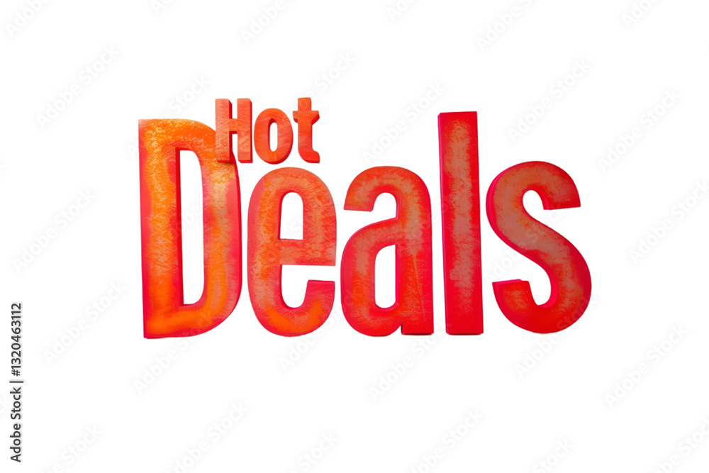 Hot Deals with Fiery Red Gradient Text Isolated on Transparent Background Hot Deals with Fiery Red Gradient Text Isolated on Transparent Background