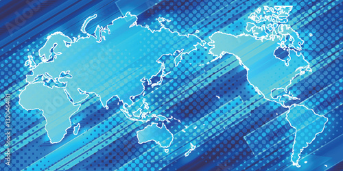世界　地図　青　テクノロジー　背景