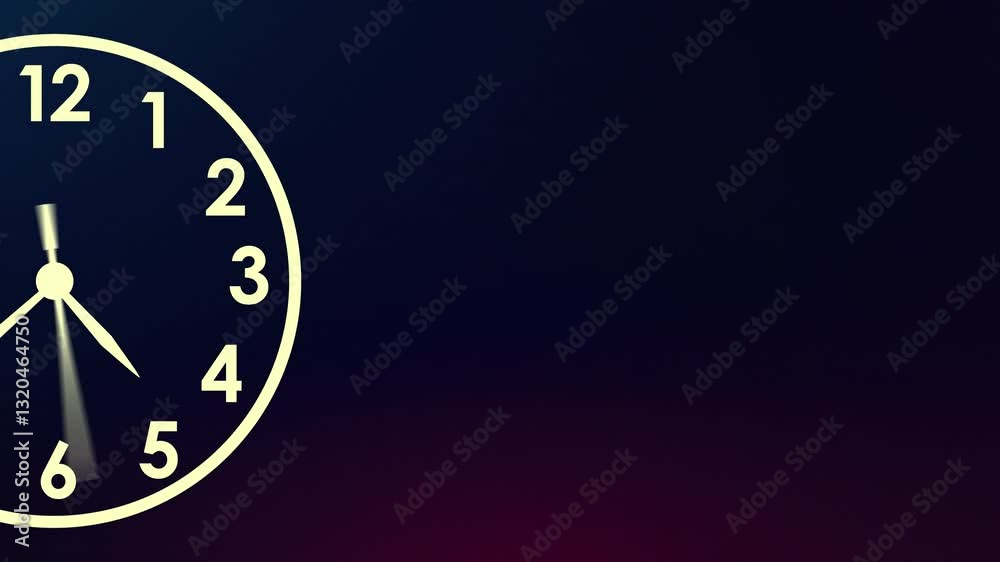 Reverse Time lapse animation analog half Clock stopwatch icon Countdown timer 4K video face isolated against in a time lapse on nice background.