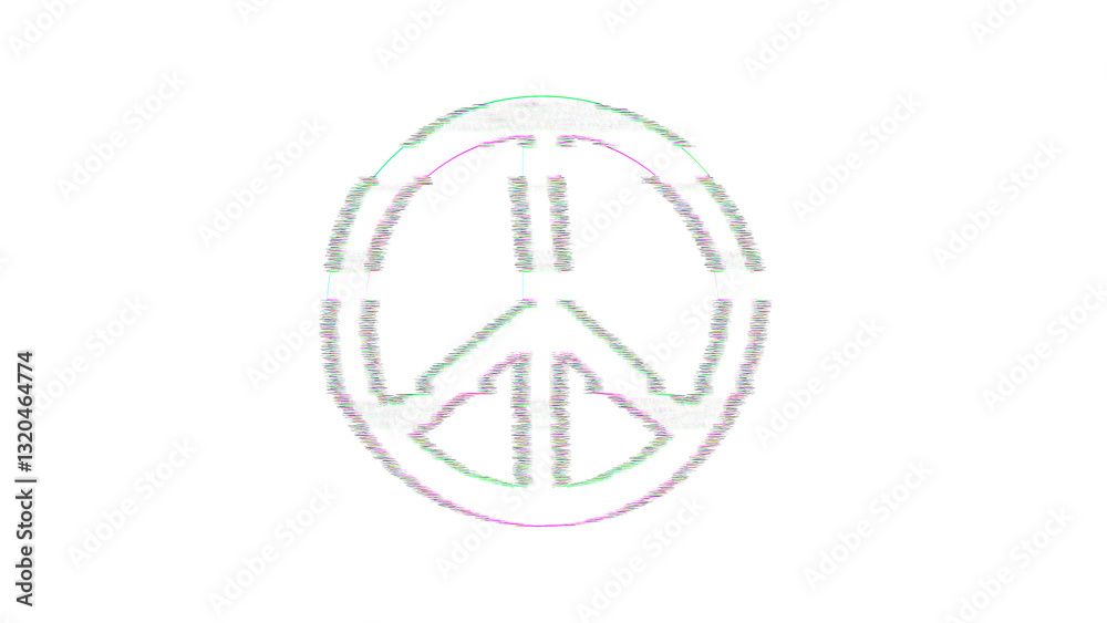 Icon peace is distorted. Glitch. Noise, chromatic aberration, geometric distortion Icon peace is distorted. Glitch. Noise, chromatic aberration, geometric distortion