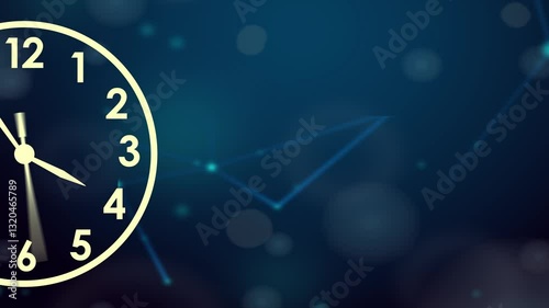 Reverse Time lapse animation analog half Clock stopwatch icon Countdown timer 4K video face isolated against in a time lapse on moving colored background.