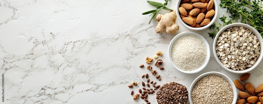 A clean and minimalist flat lay showcases the beauty of raw vegan ingredients, arranged thoughtfully on a neutral backdrop The composition features a variety of nutrient-rich elements, including A clean and minimalist flat lay showcases the beauty of raw vegan ingredients, arranged thoughtfully on a neutral backdrop The composition features a variety of nutrient-rich elements, including