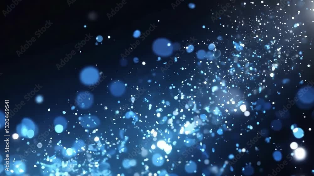 Floating Particles with Bokeh Overlay on Black Dark Background Floating Particles with Bokeh Overlay on Black Dark Background