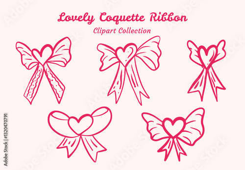 Clipart collect Pink Ribbon Coquette Illustration Pack Cute and Playful Aesthetic for DIY Creations
ion