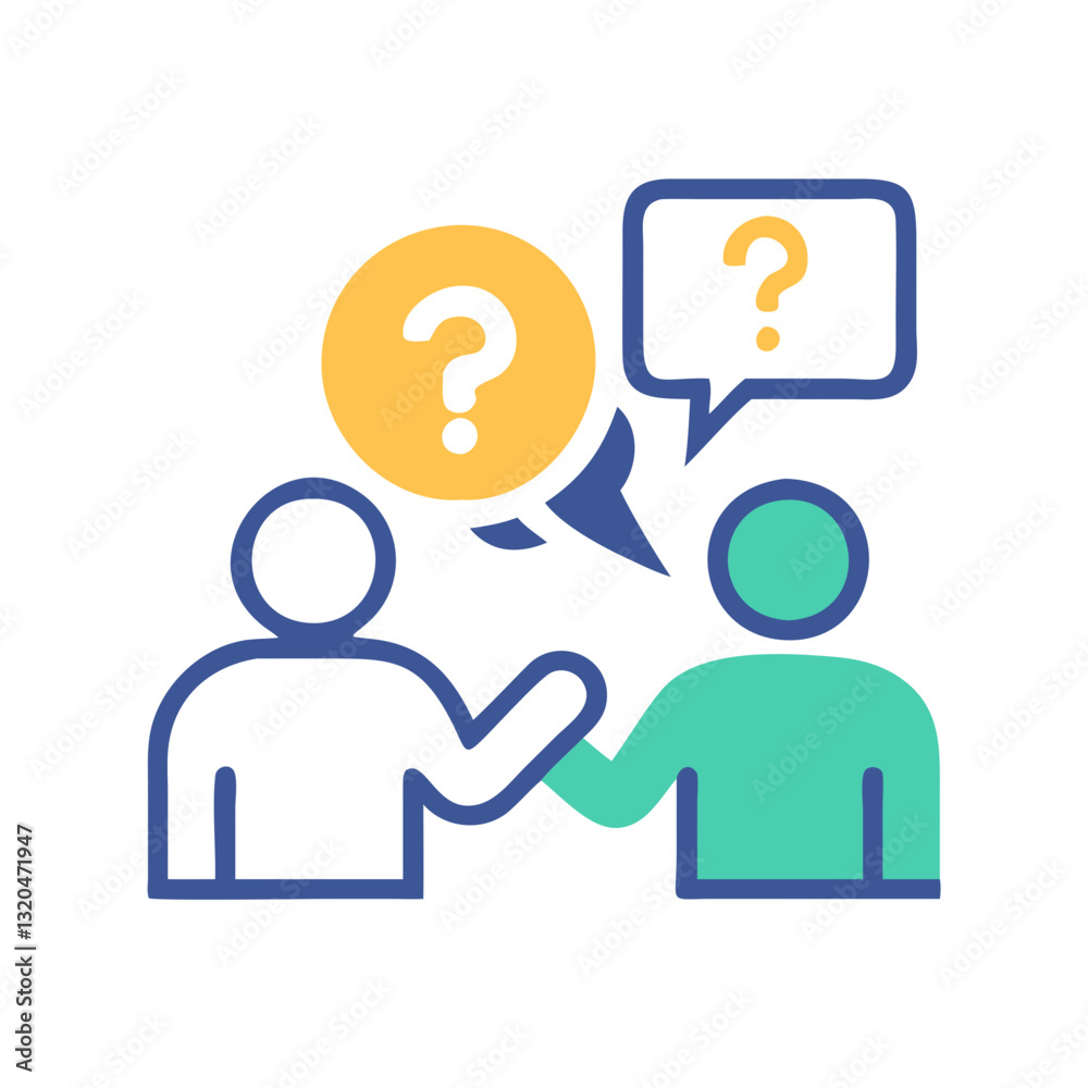 Business conversation with question icons Business conversation with question icons
