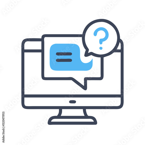 Computer screen with chat question icon