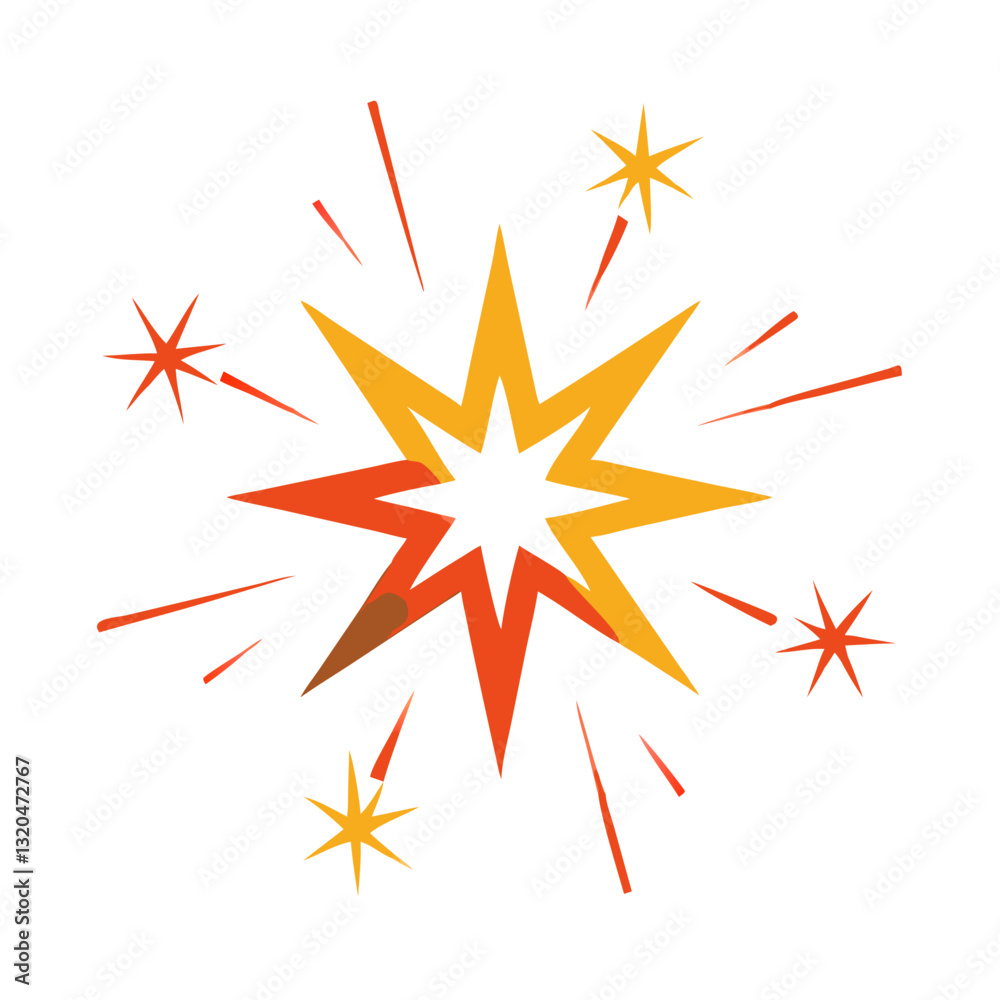 Obraz premium Red explosion burst with sparks icon