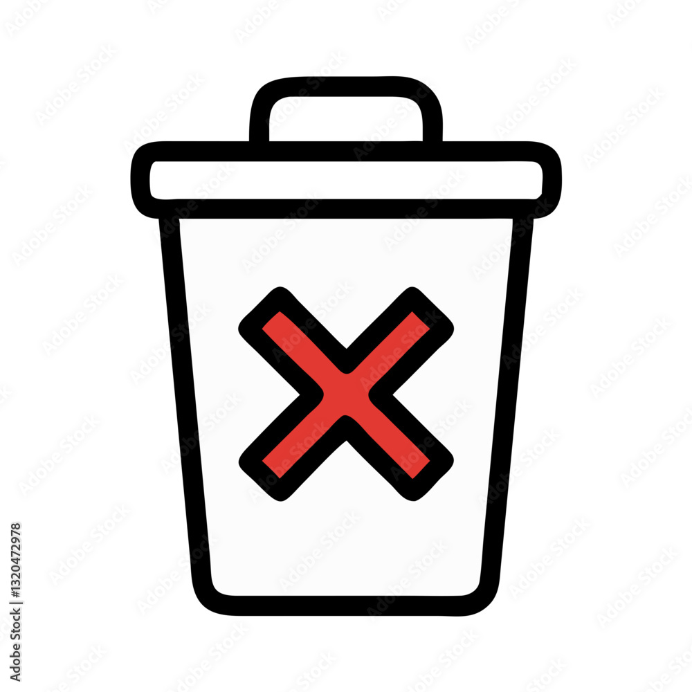 Obraz premium Trash bin with red X delete icon