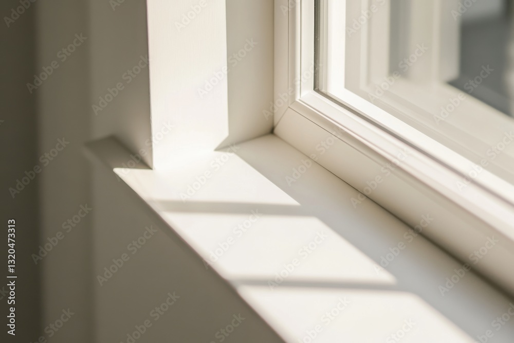 Fototapeta premium Minimalistic white vertical poster frame mockup with soft light and gentle shadows in modern design