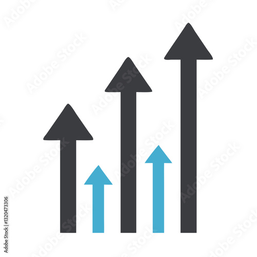 Black upward arrows indicating growth and progress